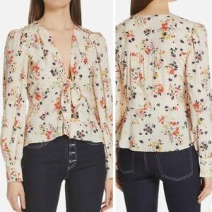 Veronica Beard Stretch Silk Payton Floral Blouse